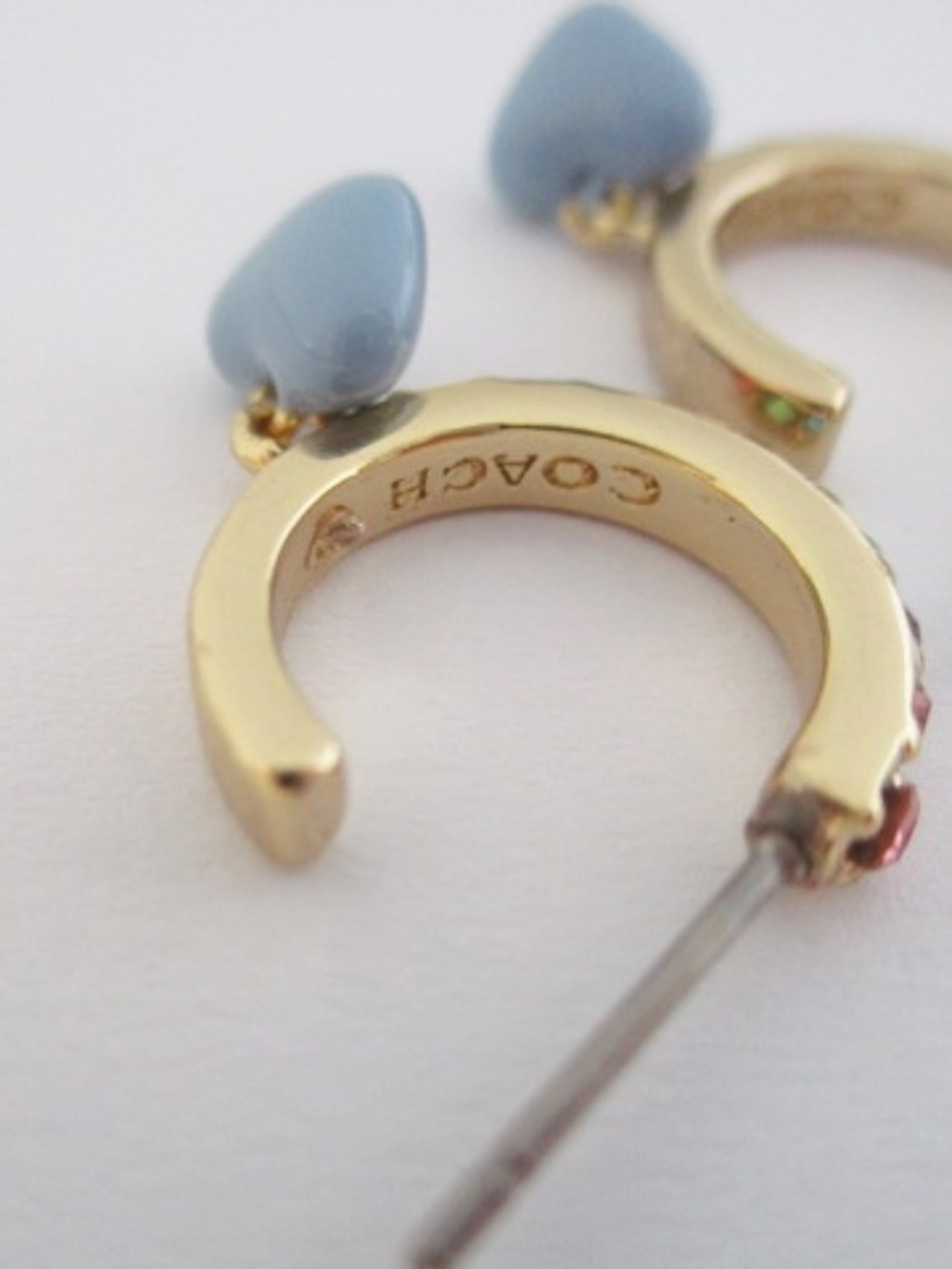 COACH - Heart Charm Huggie Earrings - Picture 6 of 8